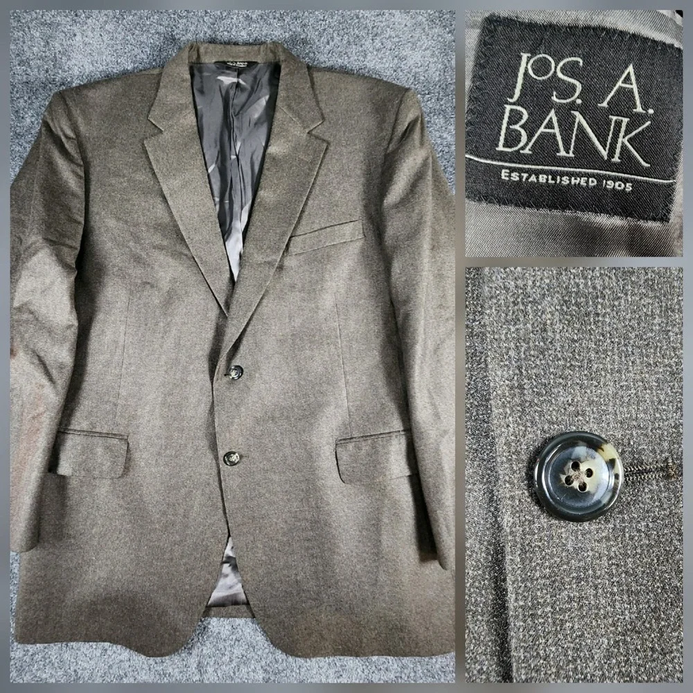 Jos. A. Bank 100% Wool Blazer‎ Suit Jacket Sport Coat Dark Brown 46R Business
